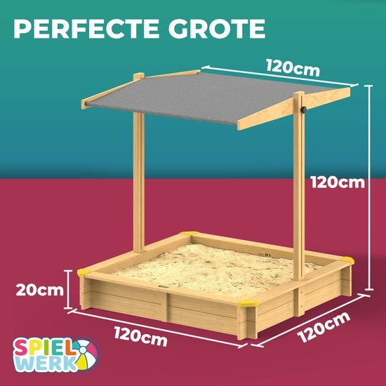 Spielwerk Zandbak - Hout Zonnedak UV 50+ Samu - 120x120x120cm
