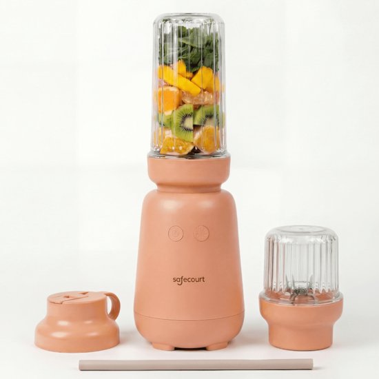 Safecourt Kitchen PureBlend - 1000W Smoothie maker - BPA vrij - inclusief to-go drinkdeksel + rietje- Premium Tritan blendbekers -Roze