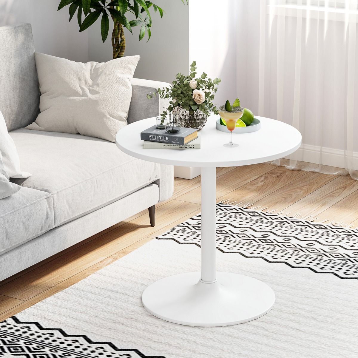 Coast Ronde Bartafel en Eettafel - In hoogte verstelbaar - 2-in-1 - Wit - 2 stuks