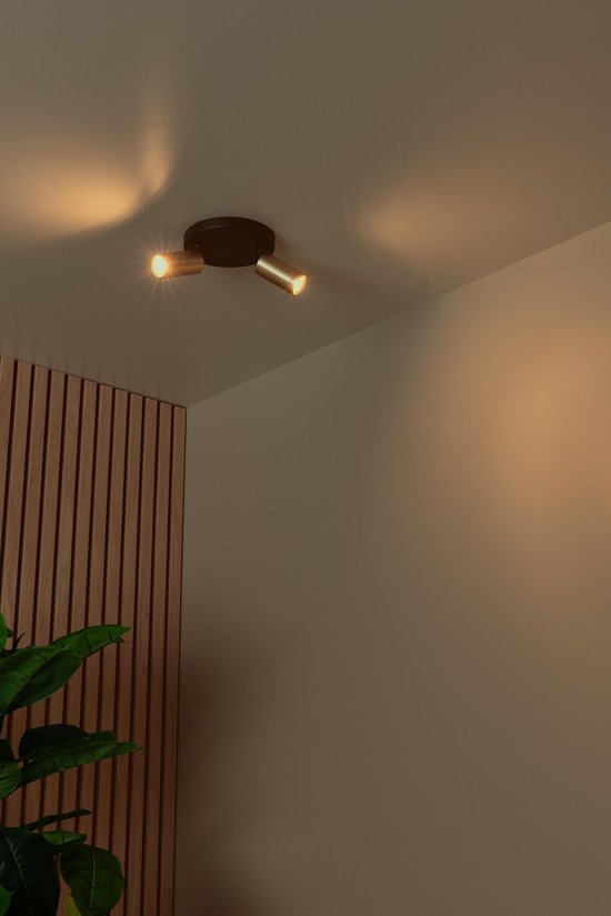 Lucide RITMO - Plafondspot (Plafondlamp) - Ø 15 cm - 2xGU10 (MR11) - Mat Goud / Messing