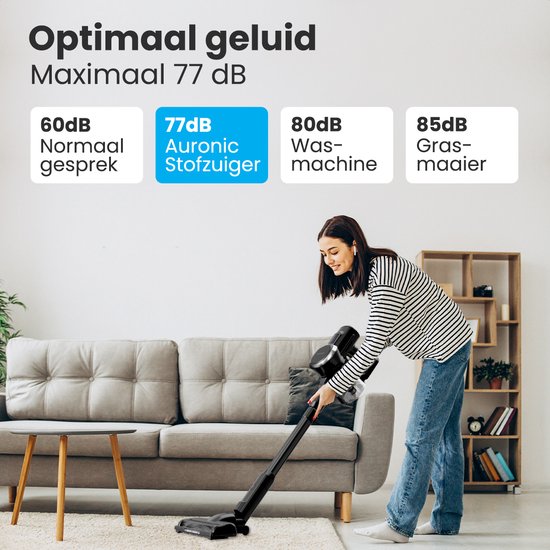 Auronic Steelstofzuiger Draadloos - 220W - Zelfstaande Steelstofzuiger - Zonder Zak - Vacuum Cleaner - Zwart