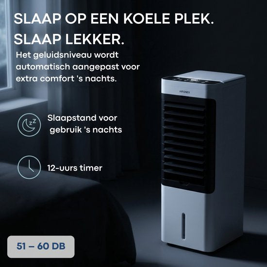 Aironex Aircooler / Luchtkoeler – Met Koelelementen, 5L Watertank, Afstandsbediening, Timer & LED Display – Voor Verfrissende Verkoeling - Geen Mobiele Airco, Maar Effectief Alternatief Zonder Slang
