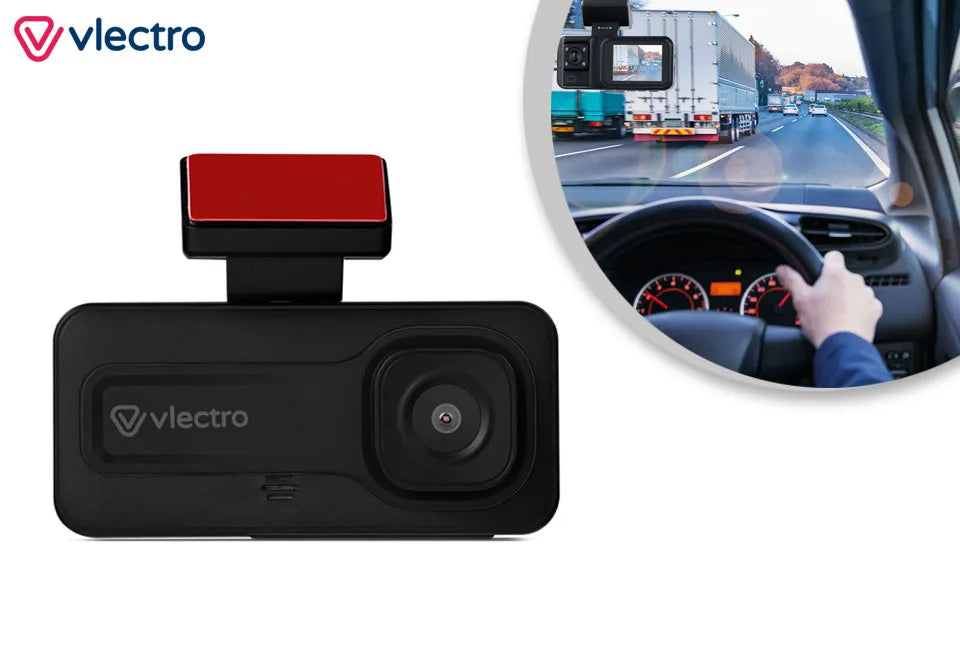 Vlectro Dashcam - Voor-/Achter-/Binnencamera - 1080P - Bewegingsdetectie - Compact