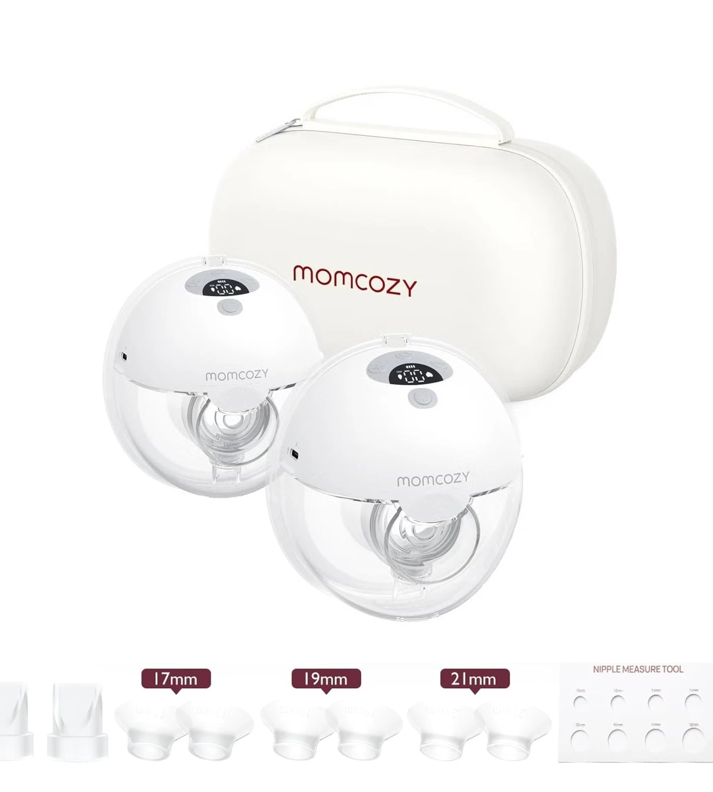 Momcozy M5 Handsfree Draagbare Elektrische Borstkolf 2-Pack – Grijs – 17/19/21/24 mm