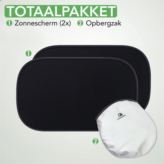 Travelhawk Zonnescherm Auto Baby - 2 Stuks - Zonwering Auto - UV Protectie voor Baby en Kind - Zonwering Zijruiten - Zelfklevend - Zwart