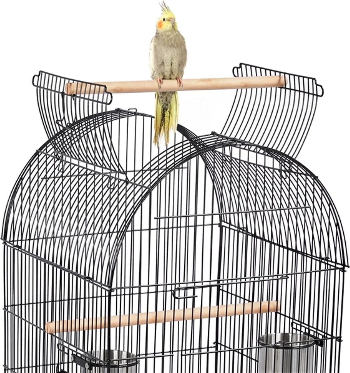 Yaheetech Vogelkooi - Parkieten en Papegaaien - 59,5x59,5x150 cm - Verrijdbaar - Afneembare Standaard - Zitstokken - Zwart