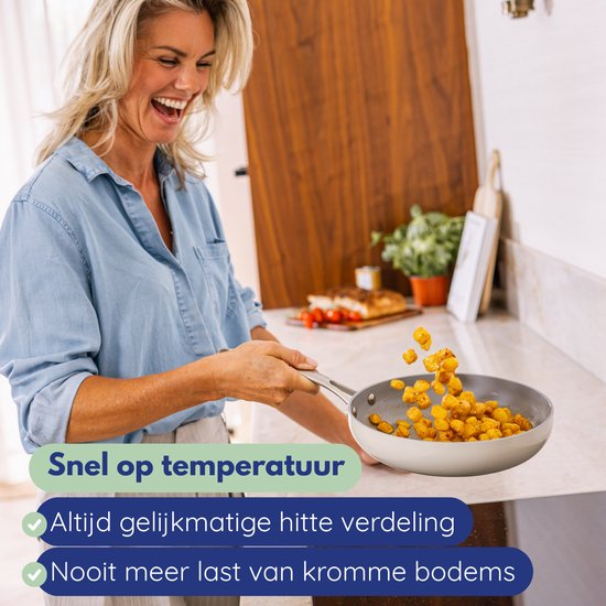 Safecourt 7-delige pannen set - PFAS & PTFE vrij - Non-Stick & gemakkelijk schoon - Inductie, Elektrisch, Keramisch & Gas