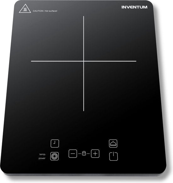 Inventum KI120T - Inductie kookplaat - 1 kookzone - 2000 watt - 10 standen - Pan 15 tot 20 cm - Timer - Kinderslot - Zwart