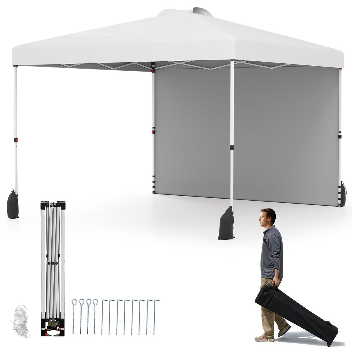 Coast Pop-up tuinpaviljoen - 3 x 3 m - zijwand afneembaar - wit