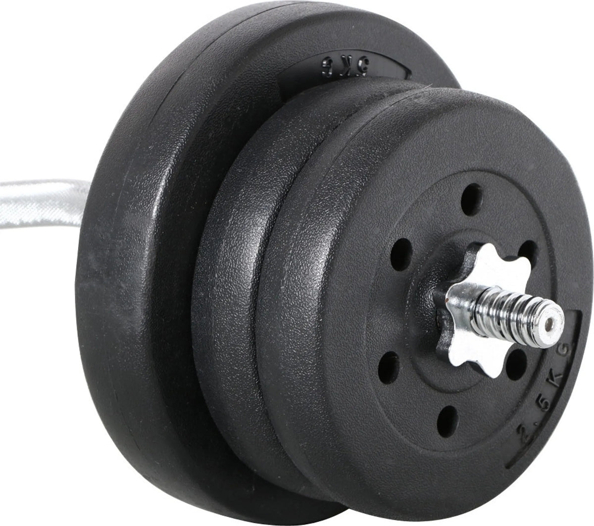 Yaheetech EZ-curl Halterset 25 kg – Voorzien Van Verchroomde Curlstang En 6 Beton-gewichtsschijven En Stersluitingen – Voor Krachttraining En Spieropbouw – Zwart Metaal Kunststof En Beton – 120 x 26 x 26 cm