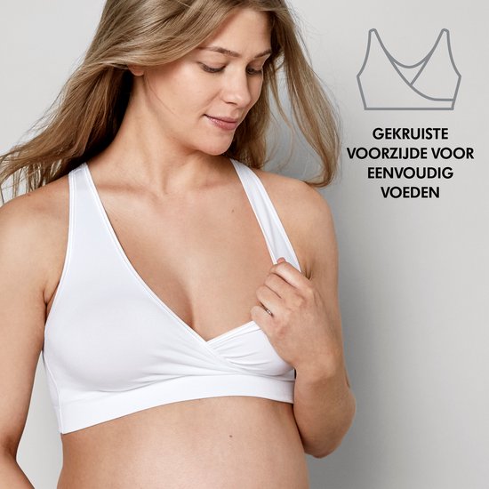 Medela Keep Cool Sleep bh - Naadloze slaapbh - Zwangerschapsbh - Voedingsbh met 2 ademende zones - Soft Touchmateriaal - Wit - Maat S