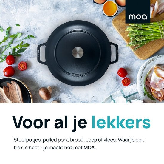 MOA Gietijzeren Braadpan C30B - Inhoud 7,2 liter - 30CM - Rond - Alle warmtebronnen - Ook voor inductie - 31.2 x 38.1 x 15.5cm - Zwart