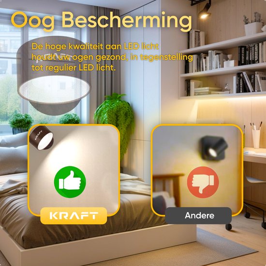 KRAFT - Wandlamp Oplaadbaar - 2 stuks - Eikenhout Kleur - 6x9x15 cm