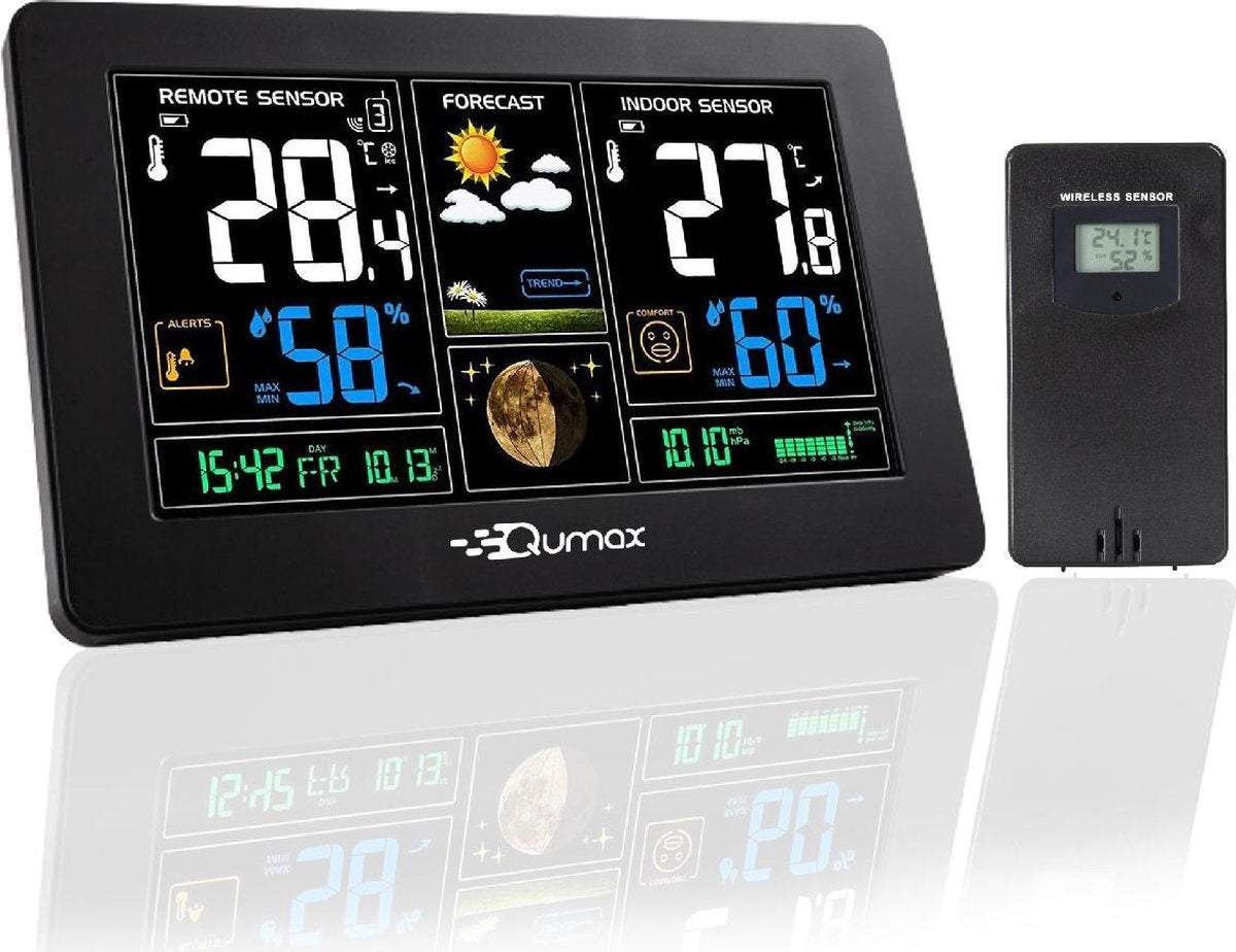 Qumax Draadloos Weerstation binnen en buiten - Hygrometer & Thermometer