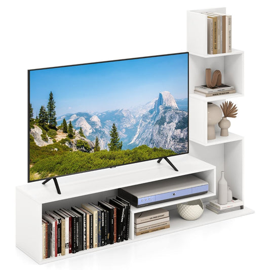 Coast TV-meubel - kubusvormig - L-vormige opbergplanken - wit/bruin - voor tv's tot 50 inch