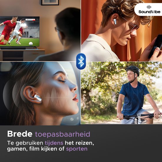 SoundVibe® - Earbuds Draadloos Met Noice Cancelling - Wit - Bluetooth Oordopjes - Noice Cancelling Hoofdtelefoon - LX-10 Earpods met Scherm - Werkt Met Apple En Android - Earpods USB C - Wireless Earphons - Oortjes Draadloos