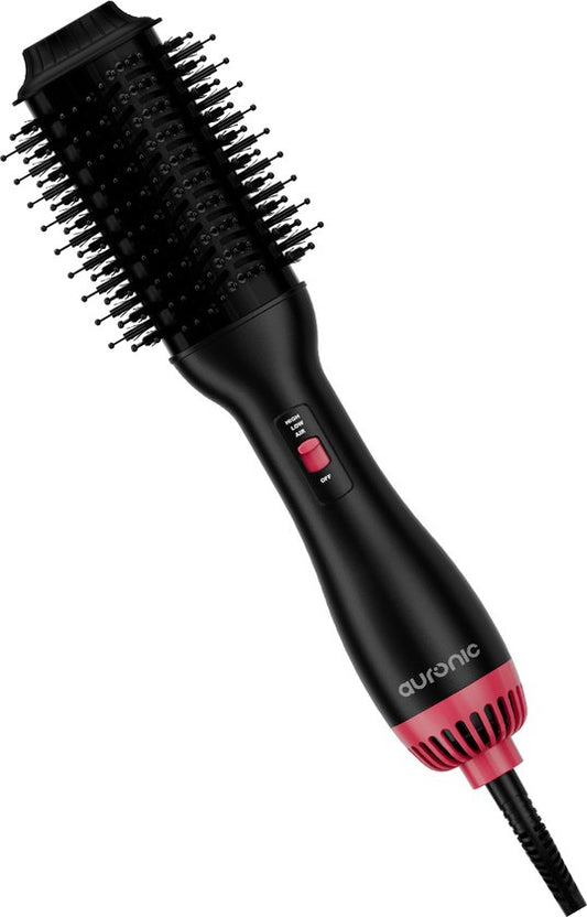Auronic 4-in-1 Föhnborstel - Airstyler - Kammen - Stijlen - Krullen - Föhnen - 37 mm Krulborstel - 360 Graden Airflow - Zwart/Roze