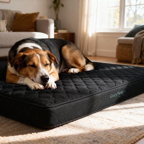 CozySense® Orthopedisch Hondenkussen 60 X 40 Cm – Maat S - Waterdicht – Geschikt Als Benchkussen & Hondenbed - Wasbare Hoes - Zwart