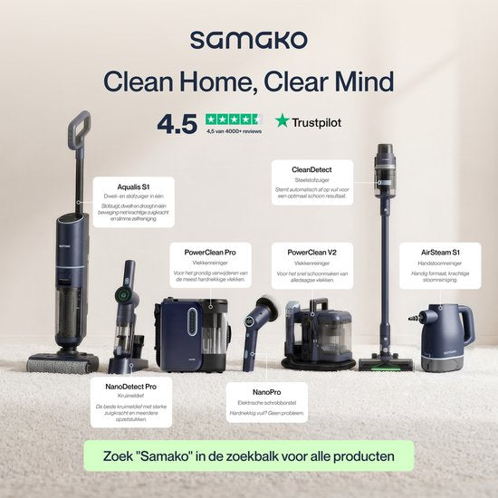 Samako Professionele Tapijtreiniger - Draagbare Vlekkenreiniger - Bankreiniger - Meubelreiniger - Zetelreiniger - Haarverwijderaar Stofzuiger - Matrasreiniger