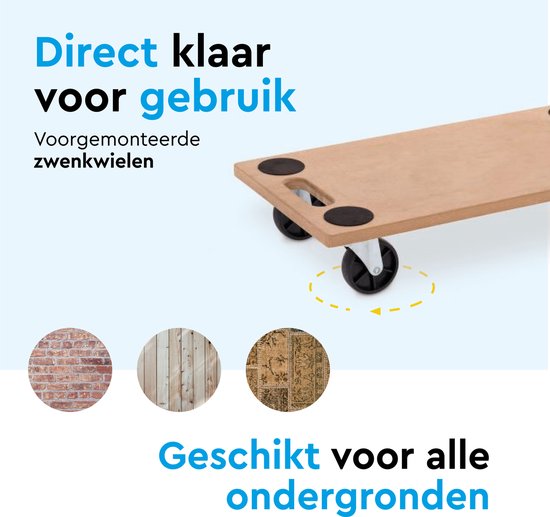 BRASQ Meubelroller - 200 KG - Met Zwenkwielen - Transporthulp - Meubelhondje - Transportroller - Meubeltransporter - Meubelverplaatser