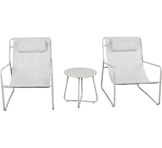 Mannsberger Tuinset - Loungeset 3dlg - Tuin tafel en 2 stoelen - Tuintafelset - stoelen met waterafstotende stof - Camping - beige
