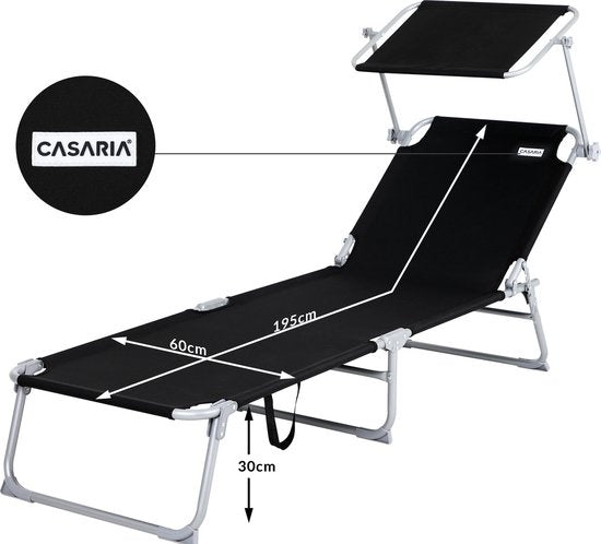 Casaria Ligstoel Hawai – 2 Stuks /4 Standen UV-Bestendig – Antraciet