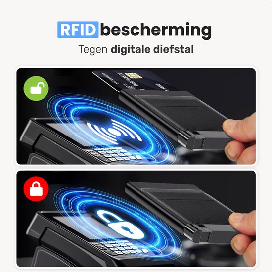 LUFT Pasjeshouder voor 10 pasjes Leer - Veilig - Uitschuifbaar - RFID bescherming - Kaart - Portemonnee - Aluminium - Heren - Voor mannen en vrouwen - Pasjes houders - Zwart