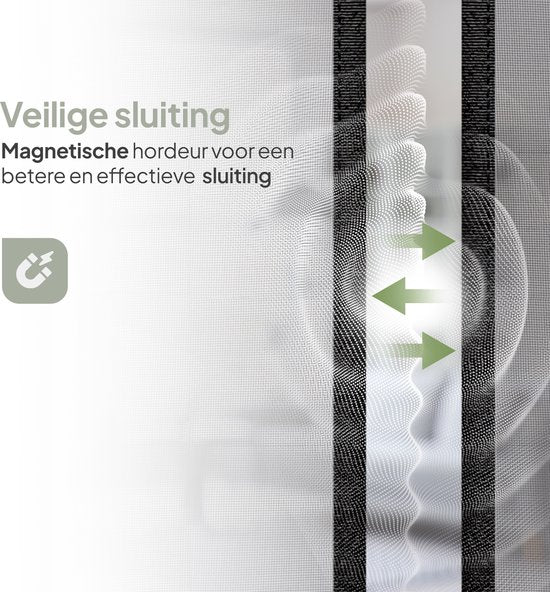O'DADDY® Deurgordijn Deluxe FIBER - Magnetisch Vliegengordijn - Voor Nieuwbouw en Standaard Deuren - Eenvoudige Installatie - Deurhor Zwart - 140x230 cm