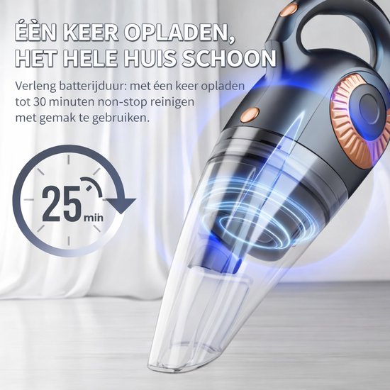 Atshark Snoerloze oplaadbare krachtige handstofzuiger voor nat en droog gebruik kruimeldief