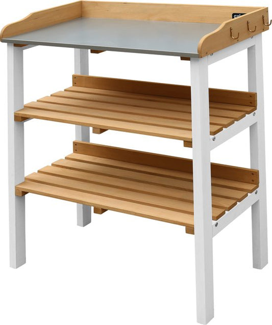 AXI Oppottafel met opbergplanken Bruin/wit - Handige oppottafel met zinken werkblad