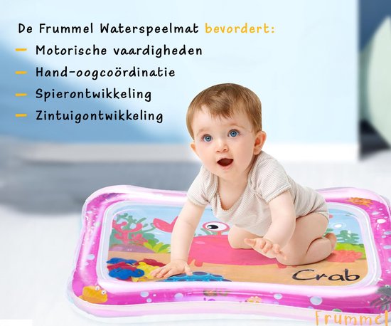 Frummel Waterspeelmat Baby – Watermat – Speelkleed – Opblaasbaar – Waterspeelgoed Baby - Kraamcadeau - Roze krab