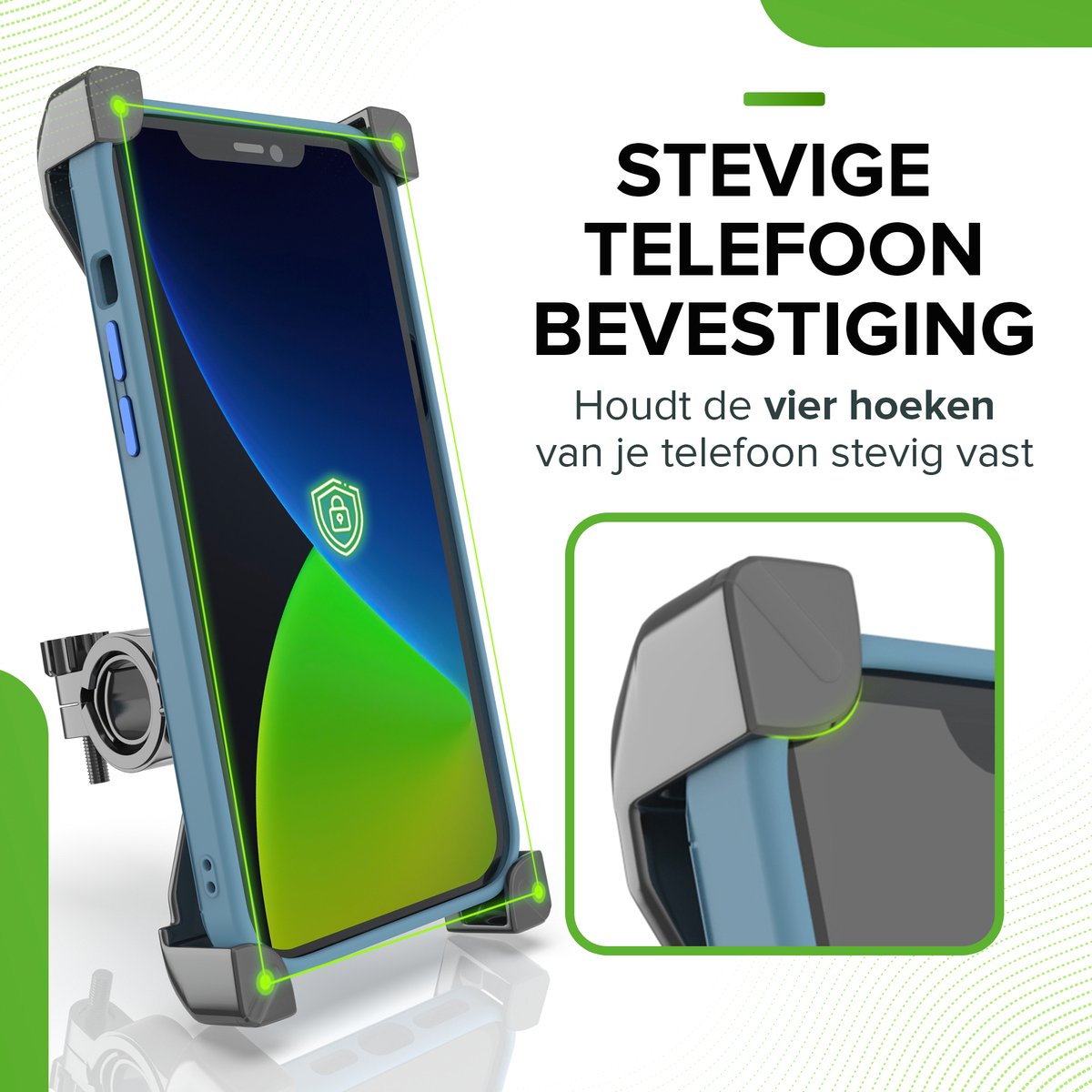 iSetchi CycleSnap Telefoonhouder voor Fiets , Motor & Scooter / Brommer - Anti-Schok laag- Draaibaar & Verstelbaar - Universeel - GSM Mobiel Houder - Fietshouder
