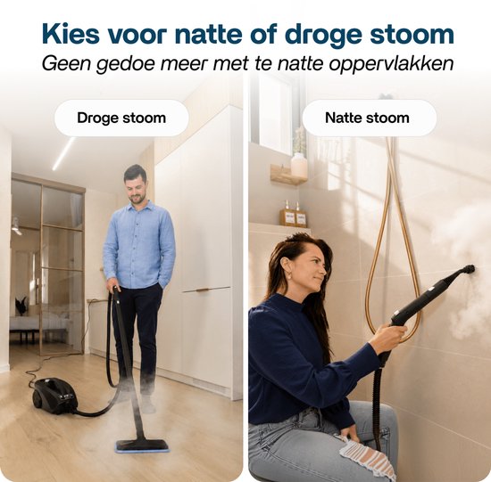Techweise TS3 - Stoomreiniger - Reinigingsmachine - 2600W 4,2 Bar Stoomdruk - Natte & Droge Stoom - Voor vloer, badkamer, auto en meer - 5m Kabel - Binnen 1 minuut opgewarmd