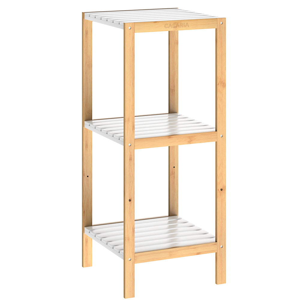 Casaria Badkamermeubel - Bamboe - 3 planken - 80 x 34 x 33cm - Wit