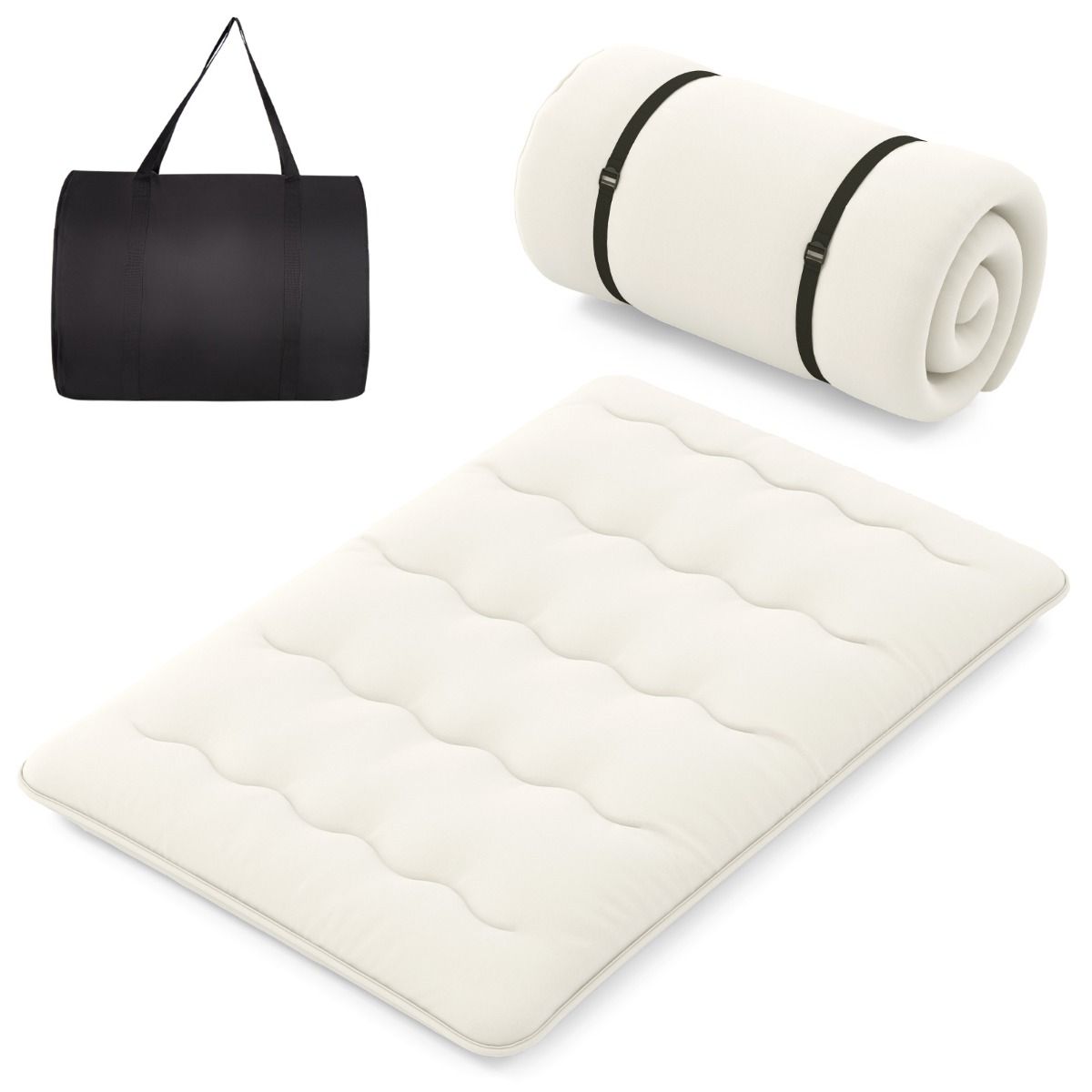 Coast Futonmatras - Opvouwbare vloer- en slaapmat - Wasbare hoes - Beige/Blauw/Bruine beer