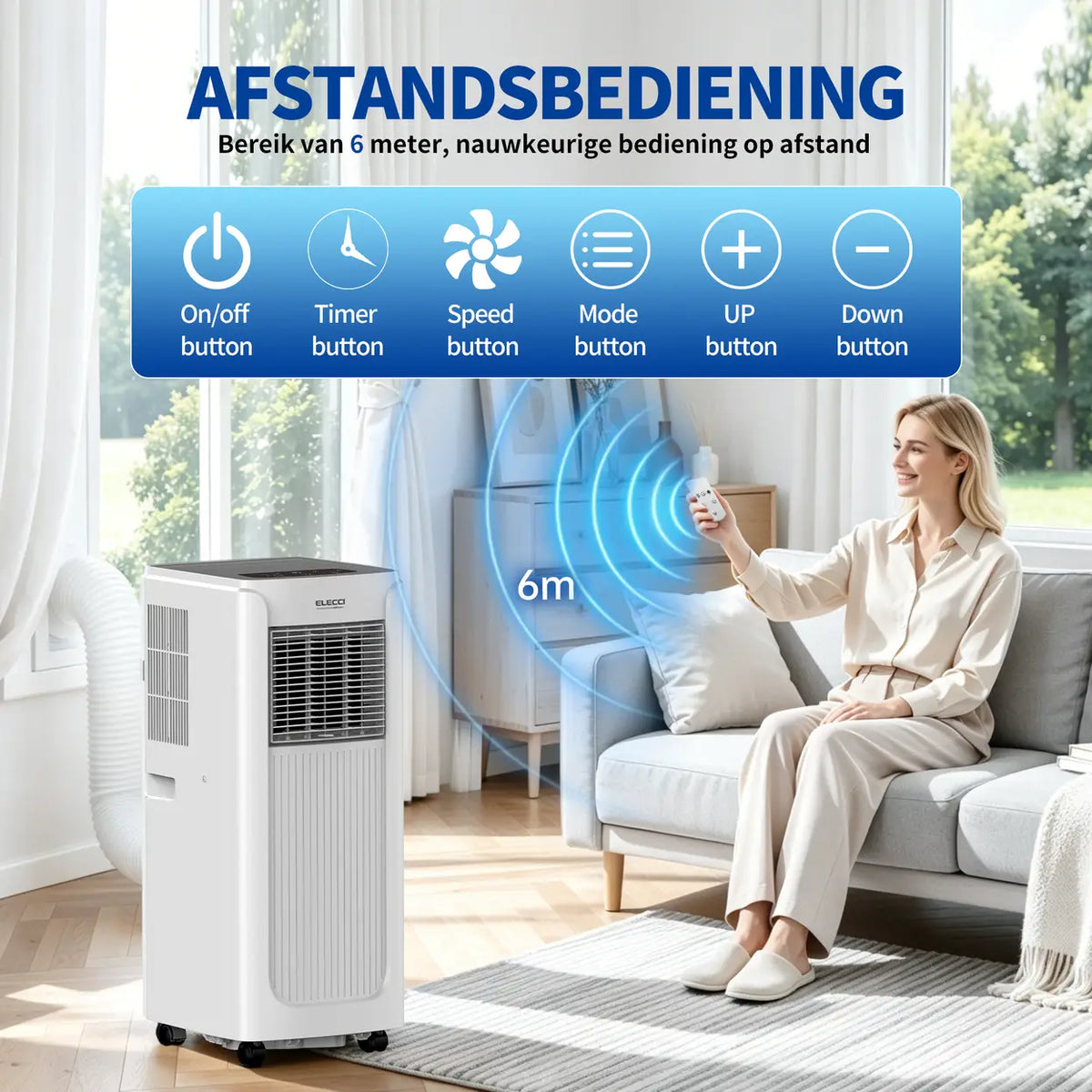 ELECCI Mobiele Airco - 6000 BTU - 4-in-1 - Energieklasse A