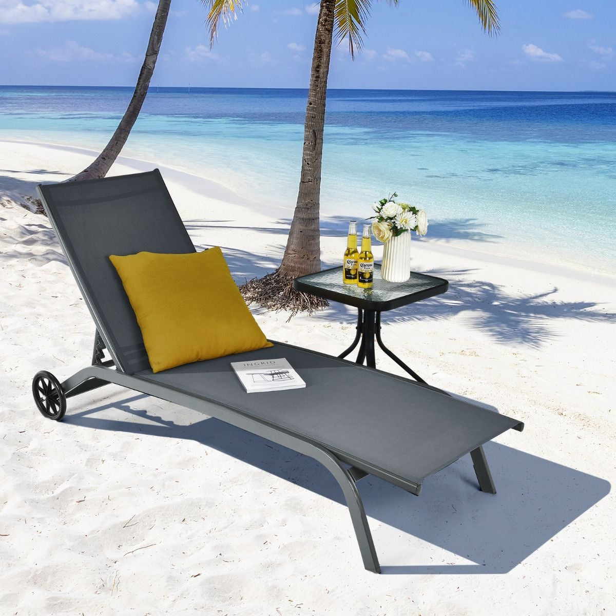 Coast | Verstelbare Ligbed op Wielen - Grijs - 191-160 cm x 61 cm x 35,5-88,5 cm