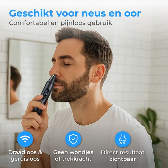 Nuvance Neustrimmer - Oplaadbaar & Afspoelbaar - Neushaartrimmers - Oortrimmer - Mannen & Vrouwen - USB C - Zwart