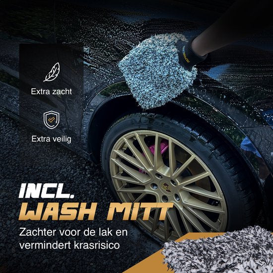 ALPHACARE - Droogdoek + Washandschoen Auto - Motor - Badkamer - Quick Dry - 60 x 80 - 600 GSM - Grijs