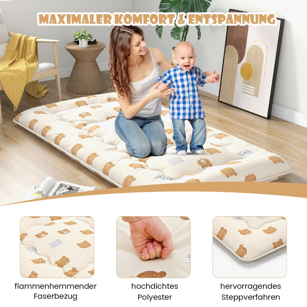 Coast Futon Matras met afneembare Hoes en Draagtas - 90 x 200 cm - Créme