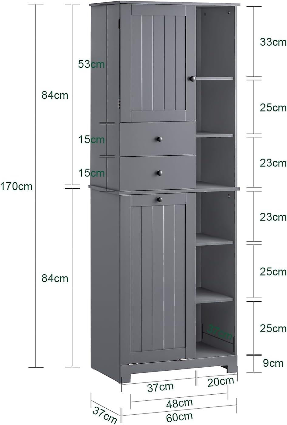 Sobuy Badkamer Kast met Wasmand - Zwart - 60x37x170 cm