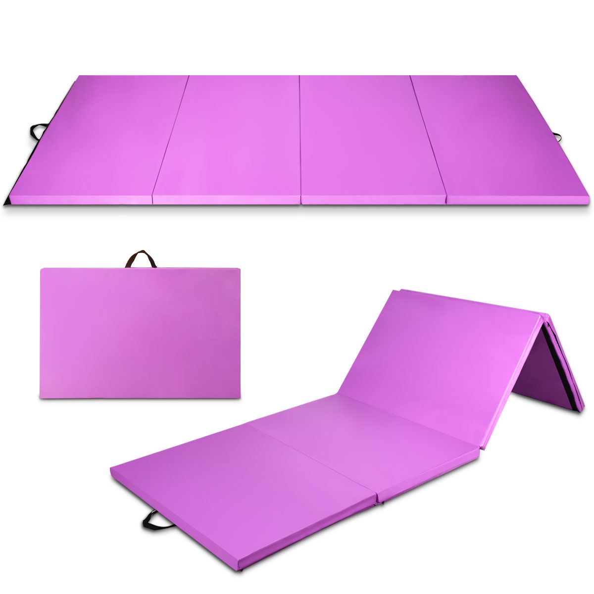 Coast Opvouwbare Fitnessmat - gymnastiekmat met handgrepen - klittenbandsluiting - paars 240 x 116 x 5 cm