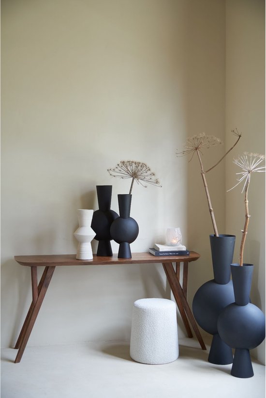 Light & Living Vaas Kavandu - Zwart - 37.5x22x81cm - Metaal - Modern - Bloemenvaas - Woondecoratie - Decoratieve vaas voor woonkamer of slaapkamer