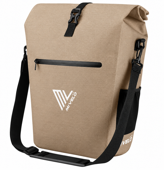 MIVELO Fietstas – Waterdicht & Incl. Laptopvak & Fietsslot – 25 liter – Sandbeige