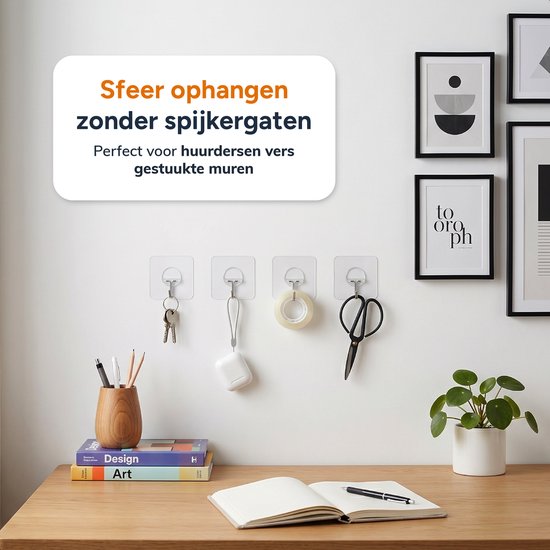 Skoov Zelfklevende haakjes - 15 stuks -Plak spijker - Ophang haken - Schilderij - Systeem - Sleutel - Klevende - Transparant