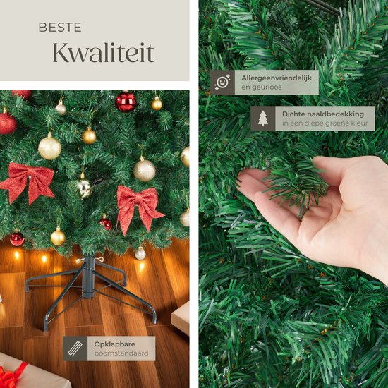tectake® Kunstkerstboom - Dichte Kunstkerstboom met Flexibele Buigbare Dennentakken en Stalen Boomstandaard - 230 cm, 1346 Naalden - Groen, Ideaal voor Kerstversiering