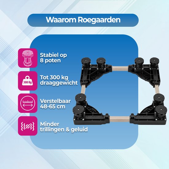 Roegaarden Wasmachine Verhoger - Anti-Trilling - Verstelbaar - 8 Poten Stabiliteit - Gemakkelijk te installeren
