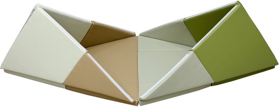 Sunny Davi Foam Speelset – Opvouwbare Foam Mat– Bouwset, Tent & Speelmat – Speeltent in Beige en Groen – Softplay - Montessori Speelgoed – Vanaf 12 maanden – Veilig Spelen