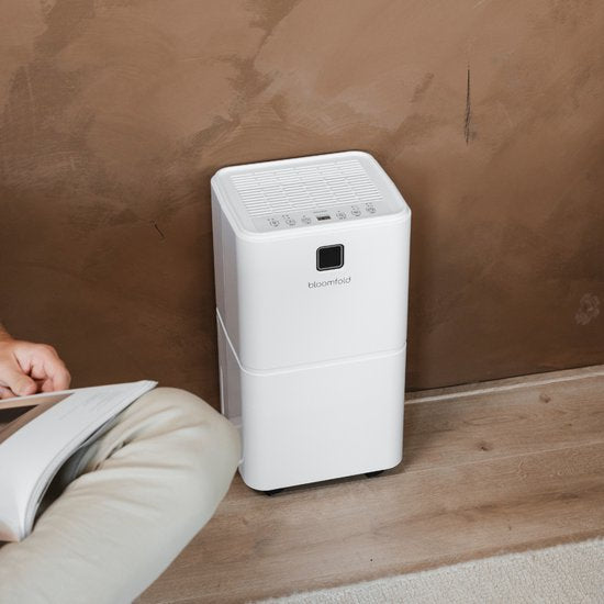 Bloomfold Luchtontvochtiger - 12L per Dag - Incl. Was-droog Functie - Geschikt voor Woonkamer, Slaapkamer, Kelder & Badkamer - Dehumidifier - Wit