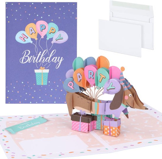 Partizzle 1 stuks Pop up 3D Teckel Verjaardagskaart met Envelop - Happy birthday Kaarten - Popupkaarten - Volwassenen & Kinderen - 15x21 cm